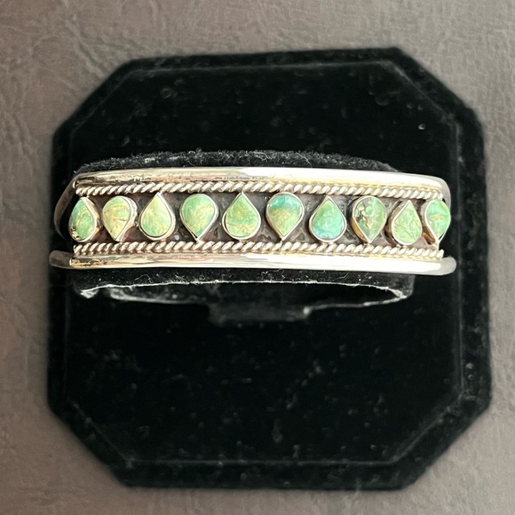 Los Ballesteros vintage sterling silver 925 and turquoise cuff bracelet - Picture 4 of 8